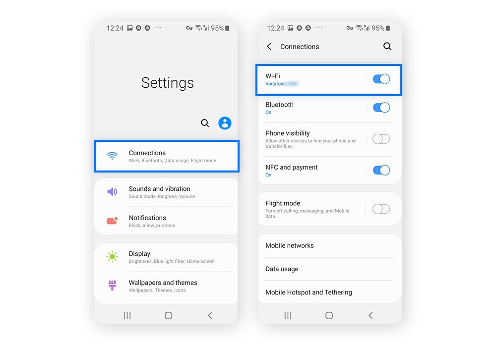 Appuyez sur Connexions, puis sur Wi-Fi